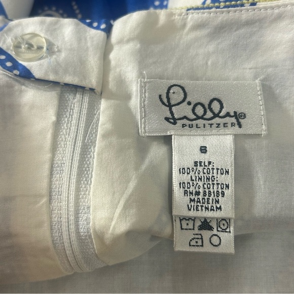 Lilly Pulitzer A-Line Skirt Fully Lined A-Line Blue White Fish Size 6 White Tag - Picture 4 of 7